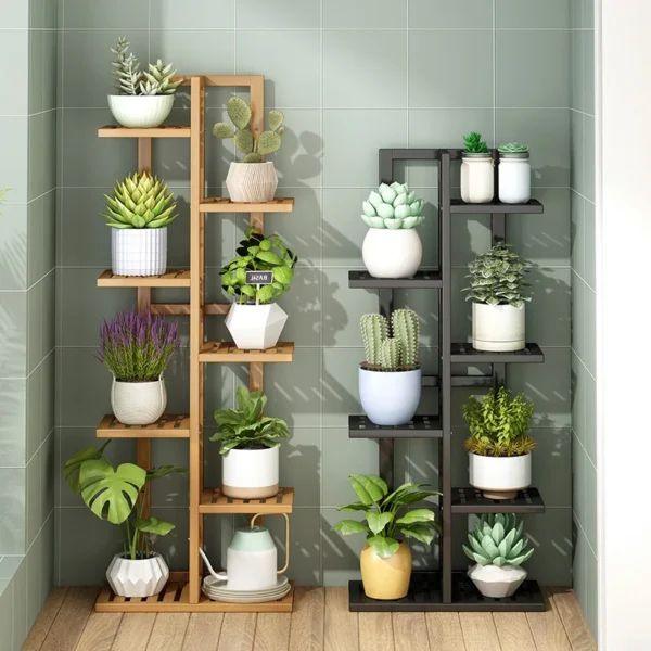 Plant Stand Indoor Bamboo Patio Shelf for Multiple Plants Corner Tall Flower Holders for Garden Living Room Balcony Bedroom