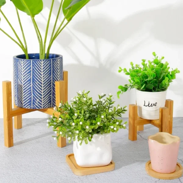 Four-legged Wood Flower Pot Holder Plant and Succulent Flower Pot Base Display Stand Home Garden Patio Decoration Shelf Furnitur - Image 2