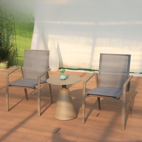 Outdoor Patio Furniture Set - Waterproof Aluminum Table with Stylish Woven Chairs for Cafe & Teahouse Outdoor Patio Furniture - Image 2