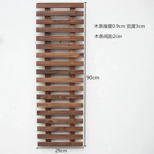 Wall Hanging Flower Shelf Carbonized Anti-corrosion Wood Fence Garden Potted Display Rack Living Room Grid Climbing Flower Rack - Image 6