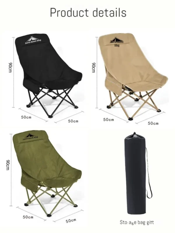 Outdoor Moon Chair High Backrest Ultra Light Folding Chair Portable Camping Beach Lounge Chair Camping Equipment Accessories - Image 6