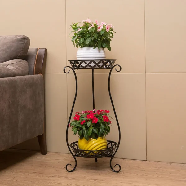 2 Tier Plant Stand Planter Storage Shelf Decor Floor Flower Pot Holder Fashion European Style for Home Entryway Garden Bedroom