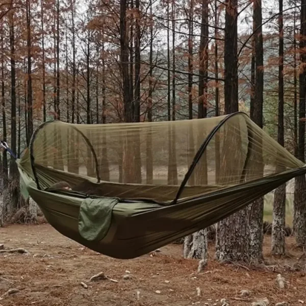 250x120cm Outdoor Hammock With Net – Lightweight Parachute Fabric For Camping & Travel - Image 2