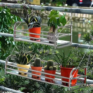 Stainless Steel Flower Stand for Balcony Outdoor Hanging Planter Shelf Window Rail Plant Holder Multi-Tier Succulent Organizer