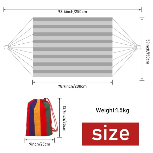 Camping Thickened Durable Fabric Canvas Hammocks Swing with Tree Ropes Anti Rollover Striped Hanging Chair Hammocks - Image 3