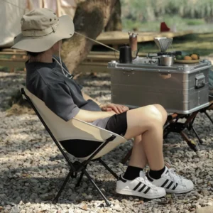Portable Folding Chair Outdoor Camping Picnics Chairs with Breathable Mesh Backrest Lightweight High Load-bearing Picnic Chair