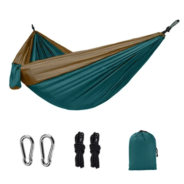 Single Person Portable Outdoor Camping Hammock With Nylon Color Matching Hammock High Strength Parachute Fabric Hanging Bed - Image 6