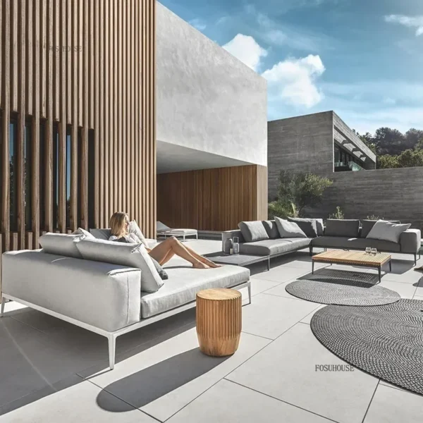Modern Rattan Solid Wood Sofa Outdoor Open-air Garden Courtyard Waterproof Minimalist Leisure Terrace Furniture Combination Y - Image 2