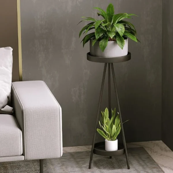 Nordic Light Luxury Double Layer Plant Rack Simple and Modern Floor Standing Triangular Flower Rack Green Ivy Decorative Rack - Image 5