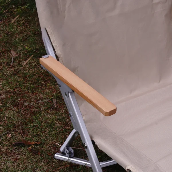 Outdoor Folding Chair Portable Relaxing Aluminum Alloy Backrest Wooden Arm Fishing Beach Travel Garden Patio Camping Chair - Image 2