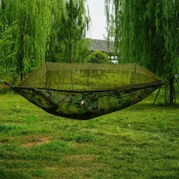 Outdoor Camping Double Hammock Swing Garden Travel Portable Anti-rollover Mosquito Net Hammock Parachute Fabric Rocking Chair - Image 4