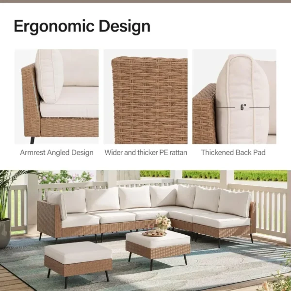 for 8 Piece Outdoor Sectional Sofa PE Rattan Patio Conversation Sets, All Weather Patio Furniture Set with Thick Cushions Garden - Image 3