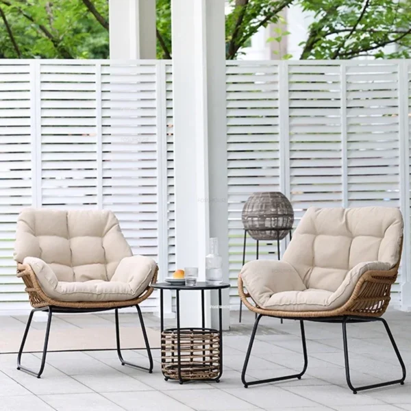 Leisure Rattan Garden Furniture Sets Nordic Table and Chair Three-piece Set Home Outdoor Patio Coffee Table Combination BalconyN - Image 4
