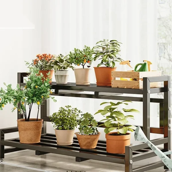 Tiered Display Plant Rack Shelf Universal Outdoor Metal Square Plant Rack Shelf Luxury Black Plantenrek Balcony Furniture - Image 5