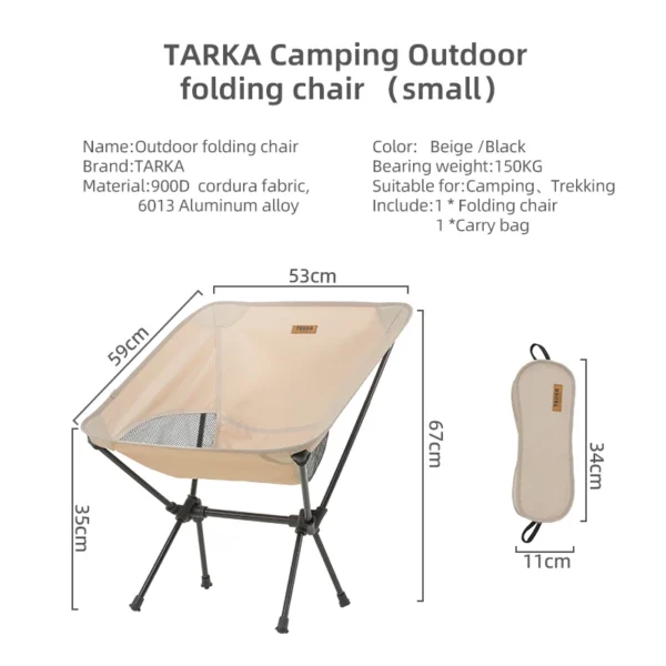 TARKA Foldable Camping Chairs Set Lightweight folding Chair Ultralight Backpacking Moon Chairs for Garden Picnic Beach Fishing - Image 2