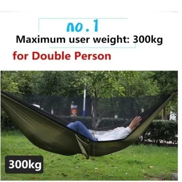 250x120cm Outdoor Hammock With Net – Lightweight Parachute Fabric For Camping & Travel - Image 6