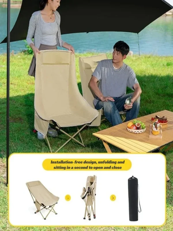 Outdoor Moon Chair High Backrest Ultra Light Folding Chair Portable Camping Beach Lounge Chair Camping Equipment Accessories - Image 4