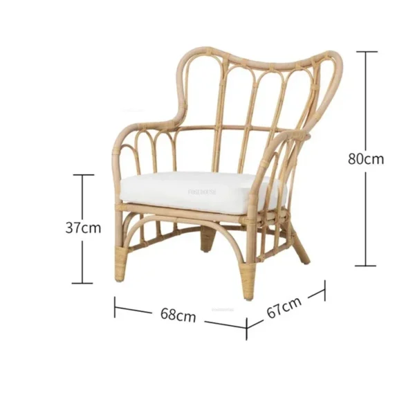 Leisure Rattan Outdoor Sofas Balcony Backrest Armchair Single Combination Garden Courtyard Japanese Garden Furniture Set - Image 6