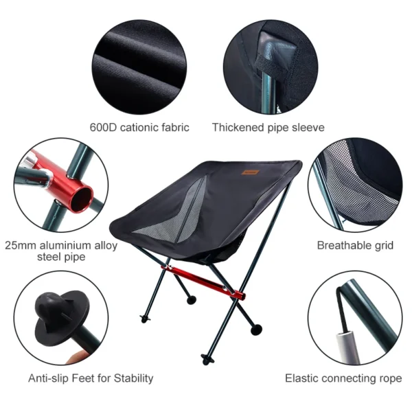 PACOONE Outdoor Portable Camping Chair Oxford Cloth Folding Lengthen Seat for Fishing BBQ Picnic Beach Ultralight Chairs New - Image 3