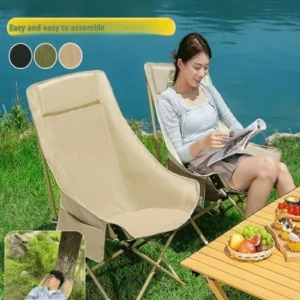 Outdoor Moon Chair High Backrest Ultra Light Folding Chair Portable Camping Beach Lounge Chair Camping Equipment Accessories