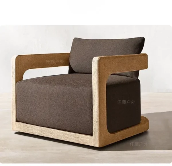 Outdoor leisure teak garden sofa combination teak balcony Nordic outdoor vintage log furniture - Image 6