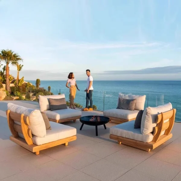 Outdoor all solid wood sofa villa terrace leisure combination teak coffee table outdoor garden courtyard model room furniture - Image 3