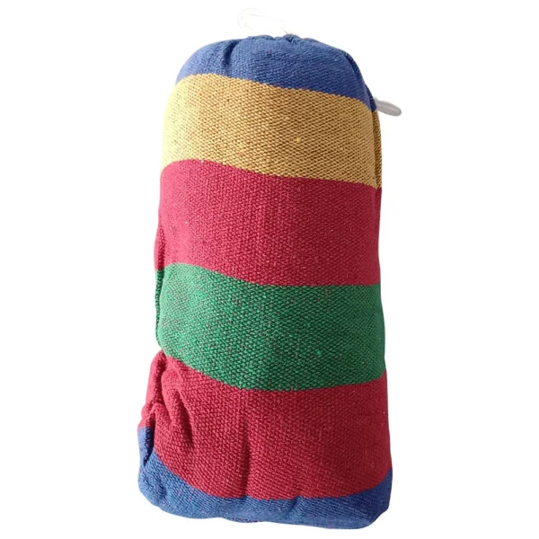 1-2 Person Cotton Rainbow Hanging Bed 264lbs Capacity Stripe Fabric Hammock with Tree Straps for Outdoor Indoor with Carry Bag - Image 2
