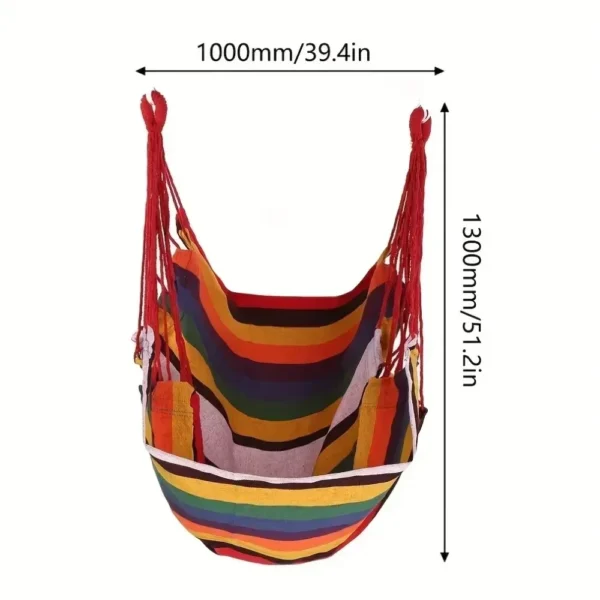 200KG Capacity Stripes Canvas Hammock Chair Thick for Garden Swing Seat Patio Camping Beach Dormitory Leisure with Storage Bag - Image 6