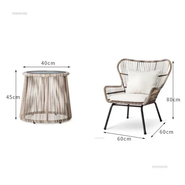 Nordic Open-air Patio Furniture Outdoor Set Leisure Outdoor Garden Furniture Sets Designer Rattan Table and Chairs Combination - Image 6