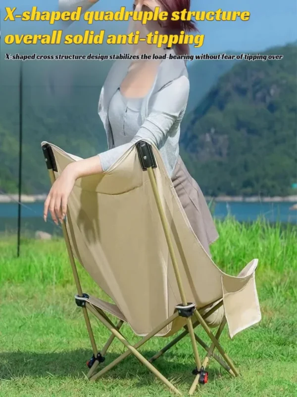 Outdoor Moon Chair High Backrest Ultra Light Folding Chair Portable Camping Beach Lounge Chair Camping Equipment Accessories - Image 3