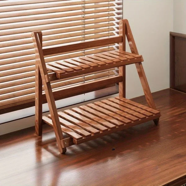 Multi-tiered Plant Stand - Space Saving Indoor/Outdoor Plant Pot Display Stand, Constructed of Sturdy Reclaimed Wood