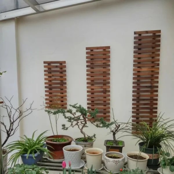 Wall Hanging Flower Shelf Carbonized Anti-corrosion Wood Fence Garden Potted Display Rack Living Room Grid Climbing Flower Rack - Image 2