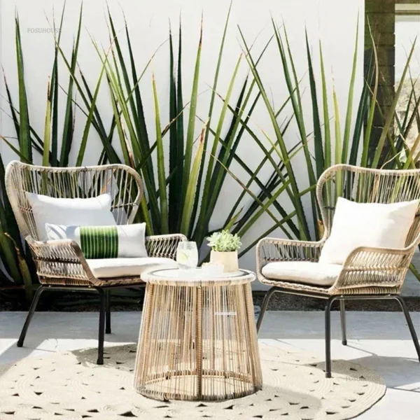 Nordic Open-air Patio Furniture Outdoor Set Leisure Outdoor Garden Furniture Sets Designer Rattan Table and Chairs Combination - Image 2