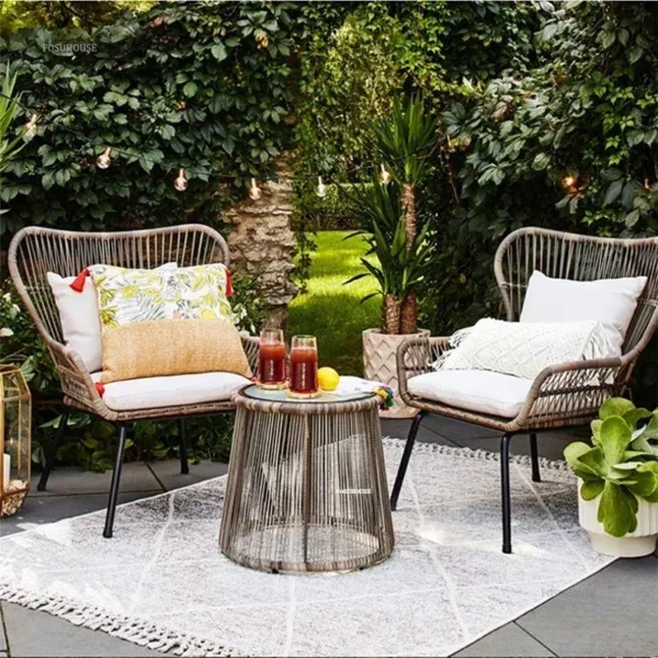 Nordic Open-air Patio Furniture Outdoor Set Leisure Outdoor Garden Furniture Sets Designer Rattan Table and Chairs Combination - Image 3