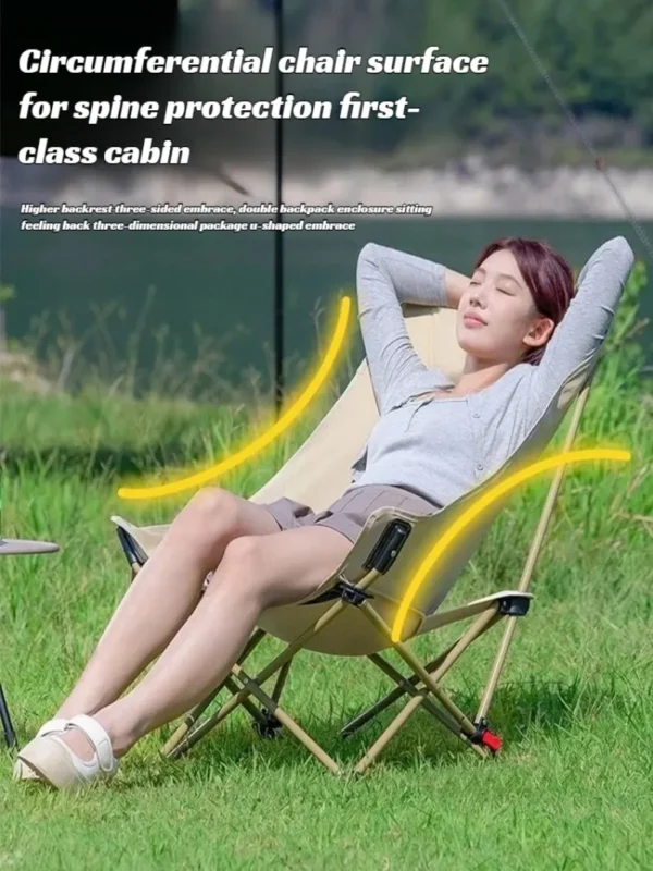 Outdoor Moon Chair High Backrest Ultra Light Folding Chair Portable Camping Beach Lounge Chair Camping Equipment Accessories - Image 5
